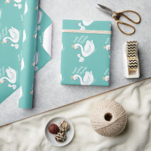 Swan 1st Birthday Party Baby Shower Wrapping Paper