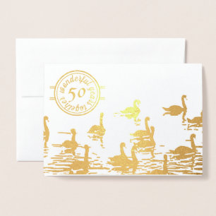 Swan 50th golden wedding anniversary card