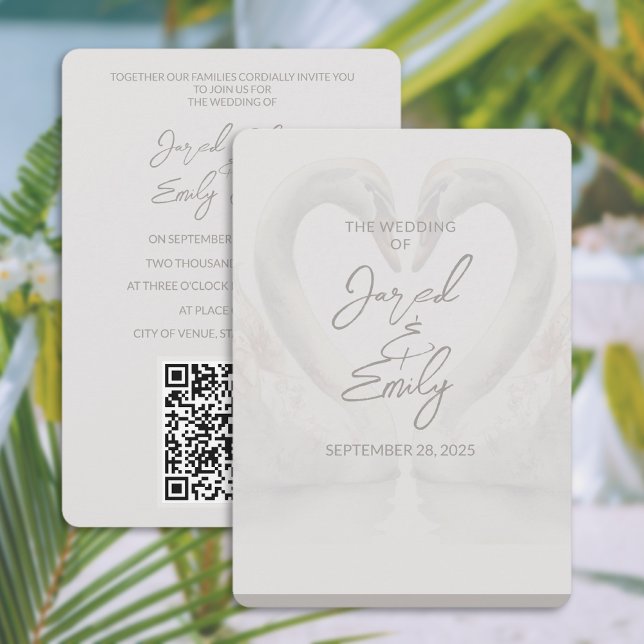 Swan 5x7 Wedding Invitation QR Code (Swan 5x7 Wedding Invitation QR Code)