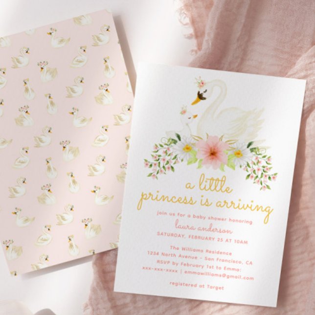 Swan - A Little Princess is Arriving - Baby Shower Invitation (Creator Uploaded)