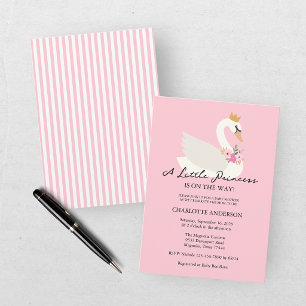 Swan A Little Princess Pink Baby Shower Invitation