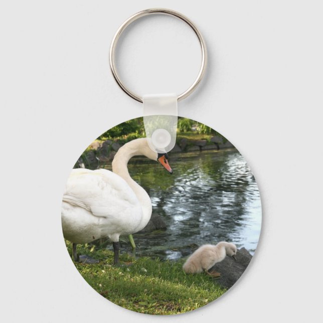 Swan and cygnet key ring (Front)