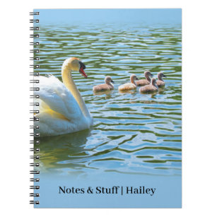 Swan and Cygnets Blue Notebook
