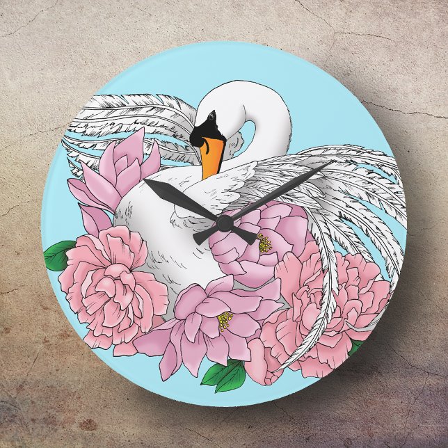 Swan and Flowers Large Clock (Creator Uploaded)