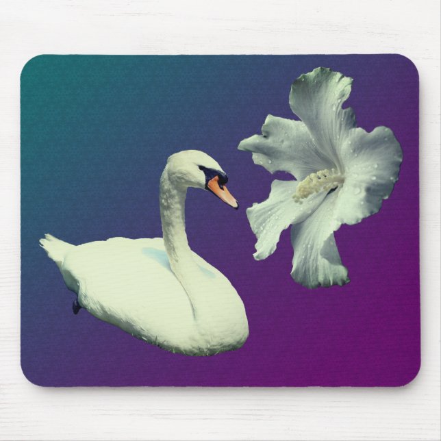 Swan And Hibiscus Flower Nature  Mouse Mat (Front)
