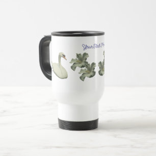 Swan And Hibiscus Flower Personalised Travel Mug