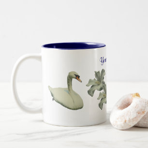 Swan And Hibiscus Flower Personalized Two-Tone Coffee Mug