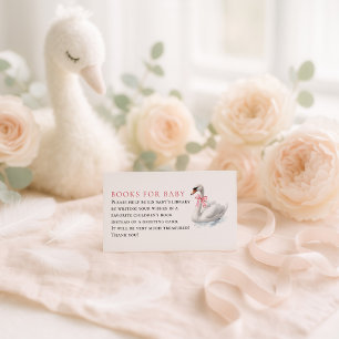 Swan and Pink Coquette Books for Baby Shower Enclosure Card