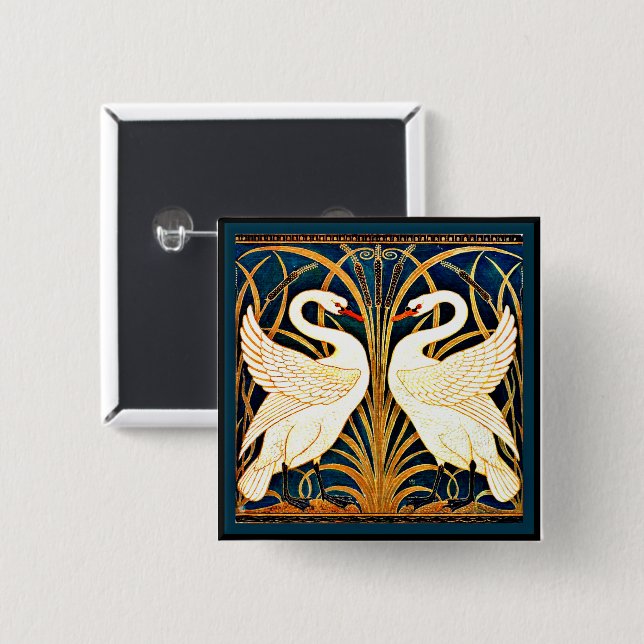 Swan and Rush and Iris,  15 Cm Square Badge (Front & Back)
