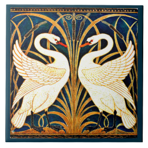 Swan and Rush and Iris,  Tile