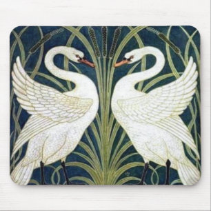 Swan and Rush and Iris wallpaper Mouse Mat