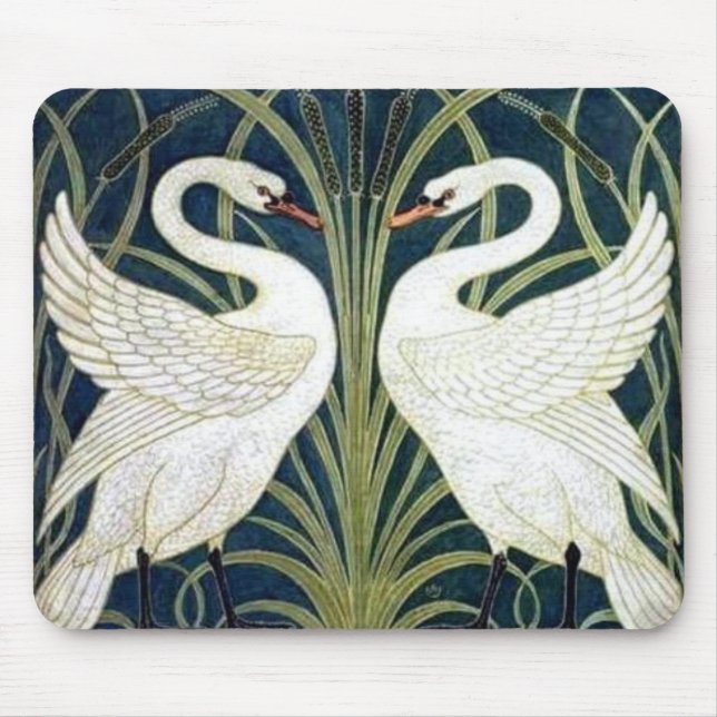 Swan and Rush and Iris wallpaper Mouse Mat (Front)