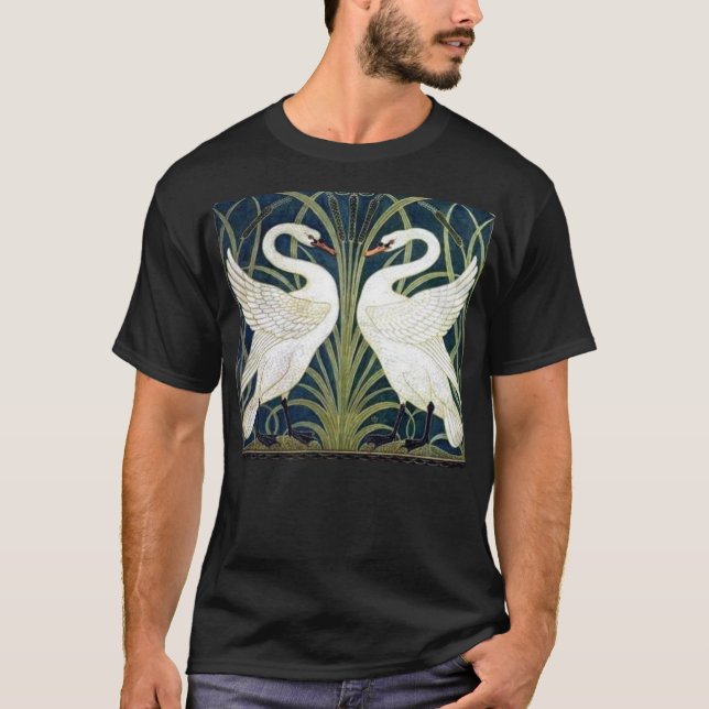 Swan and Rush and Iris wallpaper T-shirt (Front)