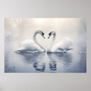 Swan Animal Bird Wildlife Wilderness Colourful Art Poster
