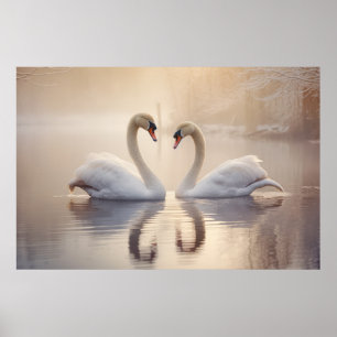 Swan Animal Bird Wildlife Wilderness Colourful Art Poster