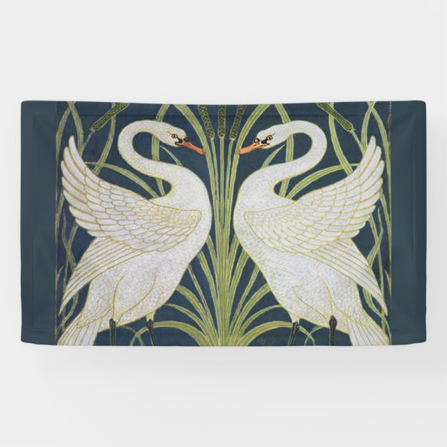 Swan Art Nouveau Two Swans  Banner (Horizontal)
