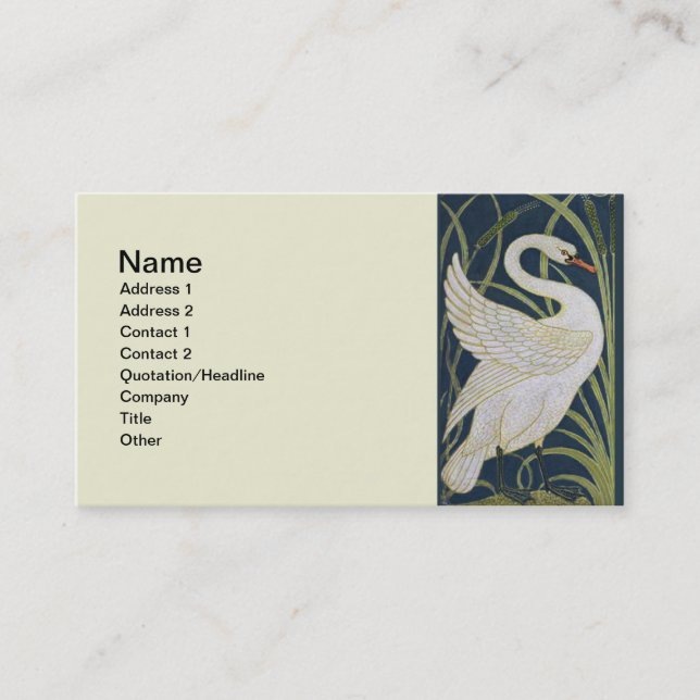 Swan Art Nouveau Two Swans  Business Card (Front)