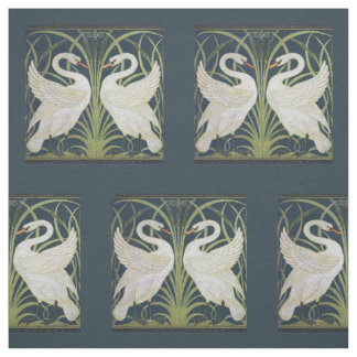 Swan Art Nouveau Two Swans Fabric