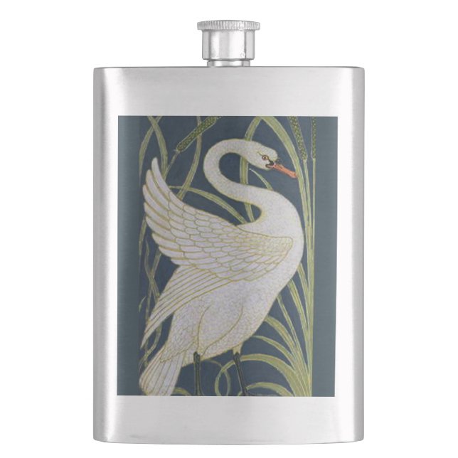 Swan Art Nouveau Two Swans  Hip Flask (Front)