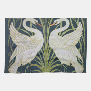 Swan Art Nouveau Two Swans  Tea Towel