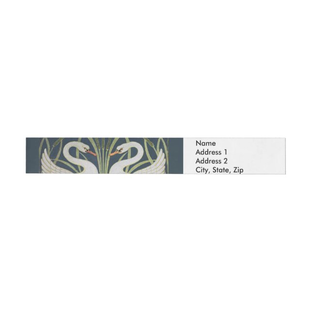 Swan Art Nouveau Two Swans  Wraparound Address Label (Individual)