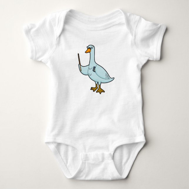 Swan as Teacher with Book & Pointer Baby Bodysuit (Front)