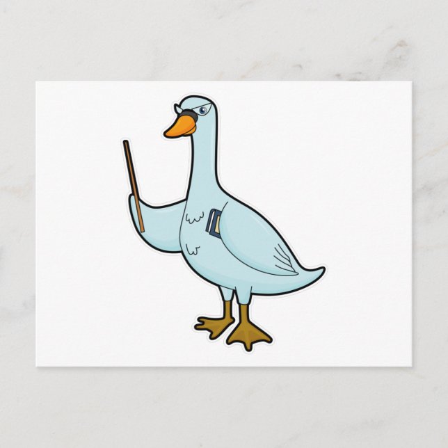 Swan as Teacher with Book & Pointer Postcard (Front)