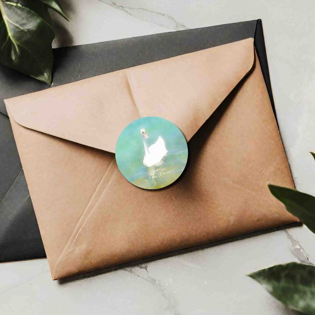 Swan at Lake Balaton - personalised Classic Round Sticker (Creator Uploaded)