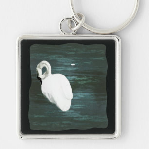 Swan at the Pond Key Ring