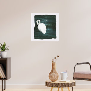 Swan at the Pond Poster