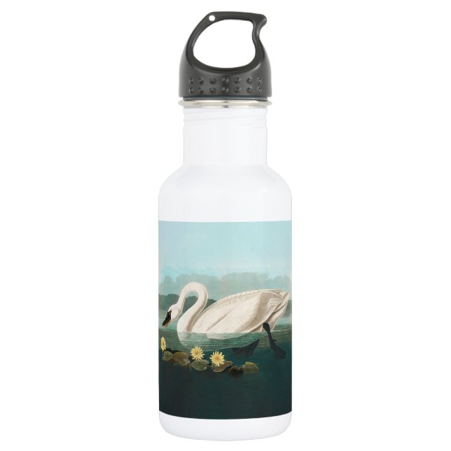 swan audubon bird white water swans 532 ml water bottle (Front)