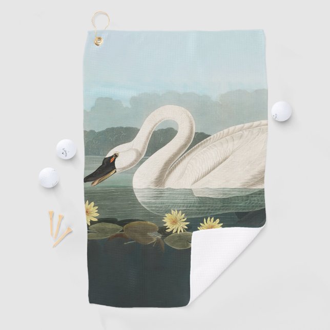 swan audubon bird white water swans golf towel (InSitu)