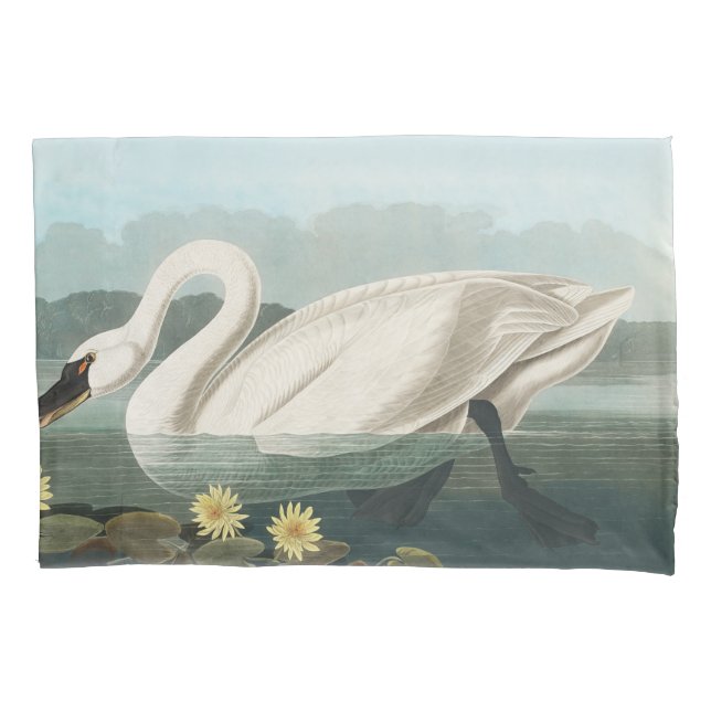 swan audubon bird white water swans pillowcase (Front)