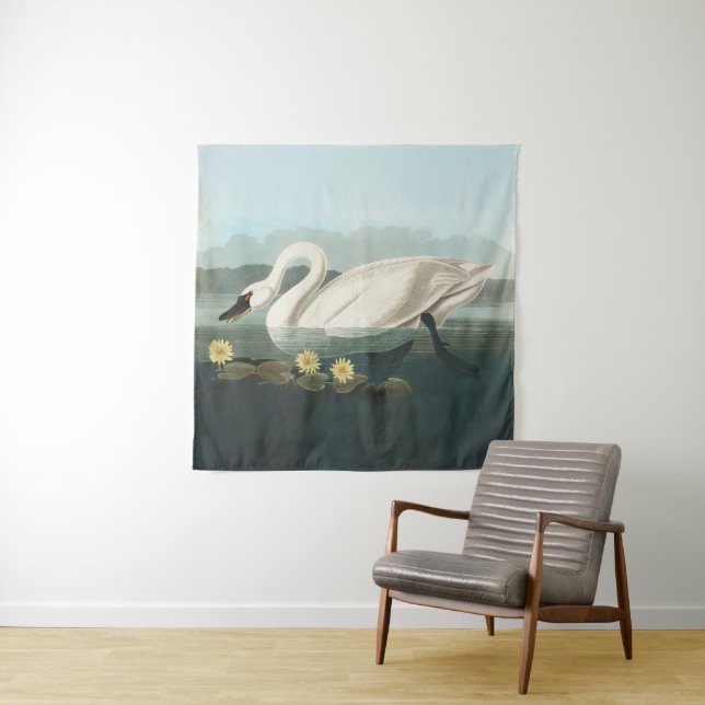 swan audubon bird white water swans tapestry (In Situ)