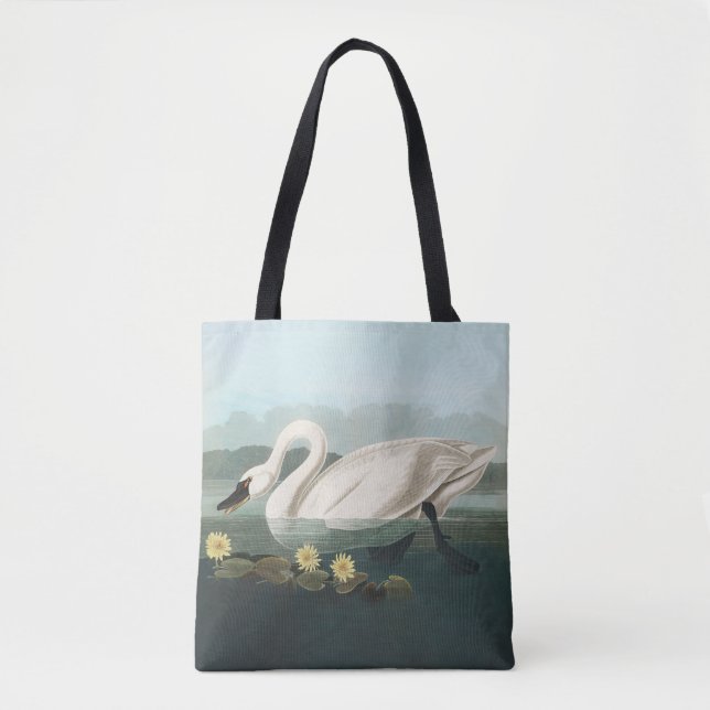 swan audubon bird white water swans tote bag (Front)