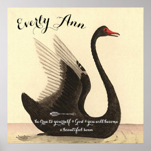 Swan Baby Girl Nursery Add your own quote Poster