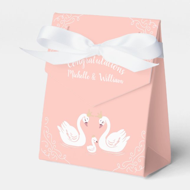 Swan Baby Shower Favour Box (Front Side)