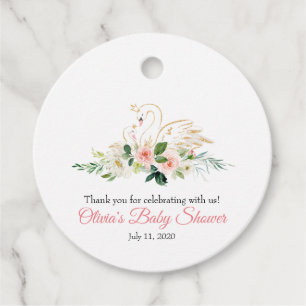 Swan baby shower favour tag