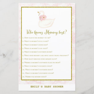 Swan Baby Shower Game PRINTED