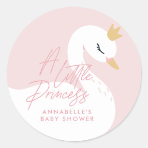 Swan baby shower girly pink aqua cute elegant classic round sticker