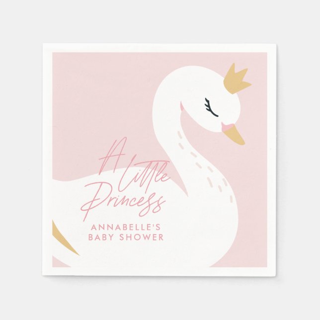 Swan baby shower girly pink aqua cute elegant napkin (Front)
