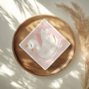 Swan baby shower girly pink aqua cute elegant napkin