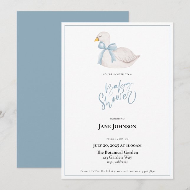 Swan Baby Shower Invitation (Front/Back)
