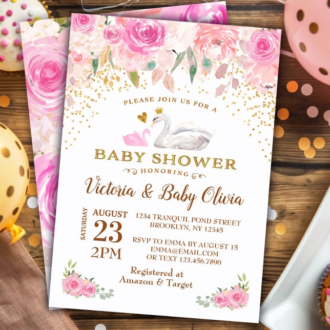 Swan Baby Shower Invitation Girl Swan Princess (Creator Uploaded)