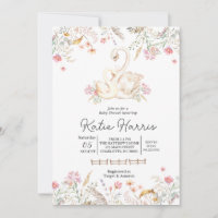 Swan baby shower invitation,