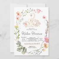 Swan Baby shower Invitation, Swan invite