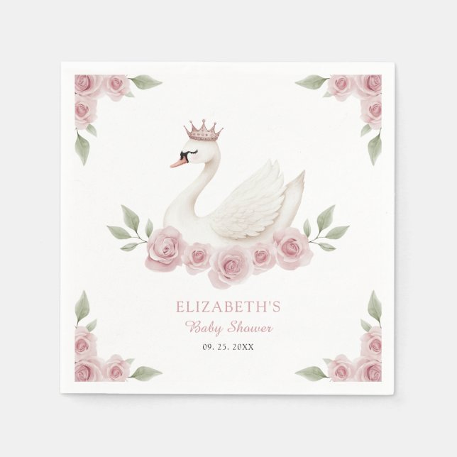 Swan Baby Shower Napkin (Front)