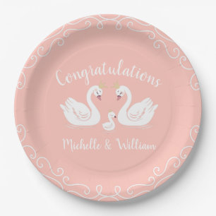 Swan Baby Shower Paper Plate