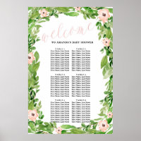 Swan Baby Shower Seating Chart | Pink