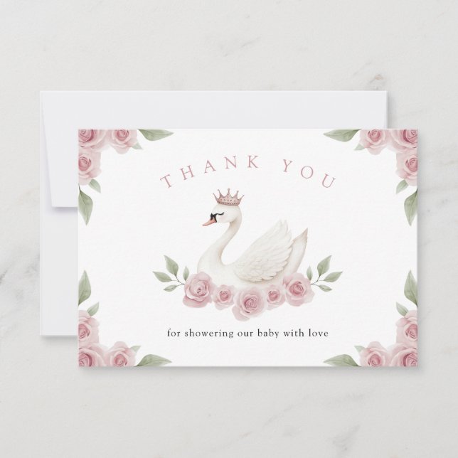 Swan Baby Shower Thank You Card (Front)